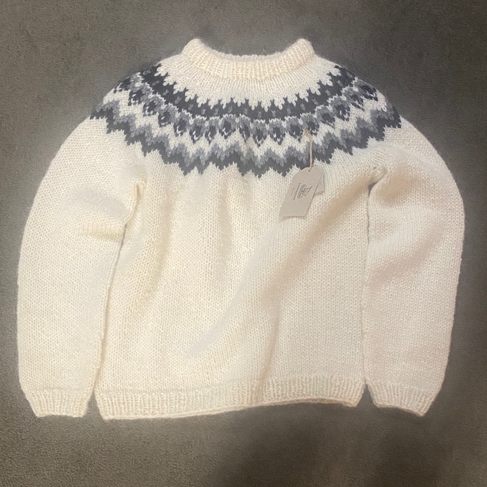 Cozy White and Gray Sweater